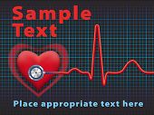 stock photo of normal  - Heart symbol and stethoscope with normal electrocardiogram line - JPG 