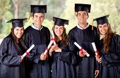 picture of group  - Happy group of students in their graduation smiling - JPG 