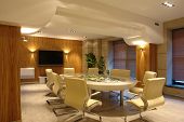 pic of interior  - big meeting room in bright office with tv - JPG 