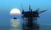 stock photo of late  - Oil Rig at late evening - JPG 