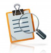 pic of magnifying  - Vector illustration of search concept with check list on clipboard and magnifying glass - JPG 