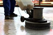 stock photo of industrial  - Cleaning machine washing the floor in a mall
 - JPG 