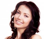 stock photo of health  - portrait of a young beautiful brunette woman - JPG 