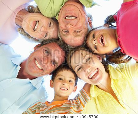Picture or Photo of Extended Family Group Looking Down Into Camera