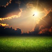 pic of sunset  - Fantasy landscape - JPG 