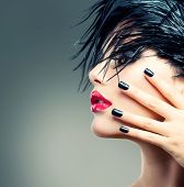 stock photo of art  - Fashion Art Model Girl Portrait - JPG 