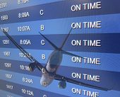 image of time  - An airport On Time board listing arrivals and departures - JPG 