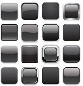foto of black  - Set of blank black square buttons for website or app - JPG 