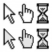 pic of cursor  - vector pixel cursors with real blurred shadow - JPG 