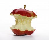 picture of bites  - red apple with bite isolated on white background - JPG 