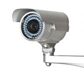 foto of security  - fine image of classic cctv infrared security camera isolated on white - JPG 