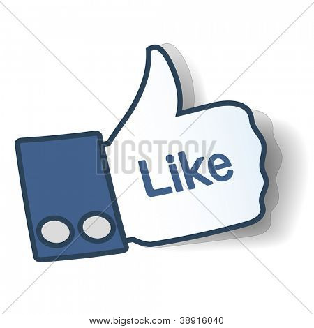 Picture or Photo of Like sign. Thumbs up symbol from paper used in social networks. Vector eps10 illustration