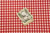stock photo of restaurant  - Tip left on restaurant table - JPG 